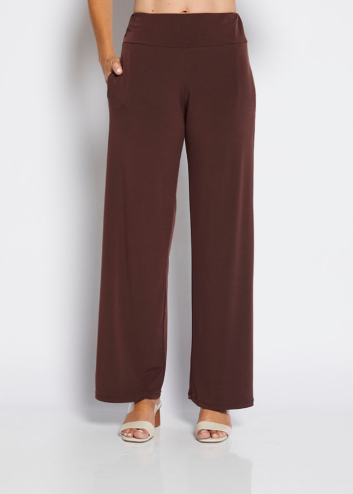 Philosophy Australia Paltrow jersey wide leg pant - chocolate, made in Australia