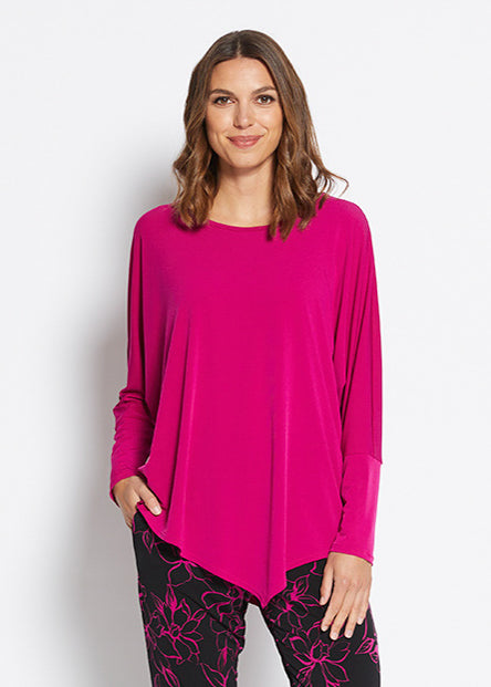 Slope Asymmetric Foundation Jersey Women's Tunic with a scoop neckline in Magenta.