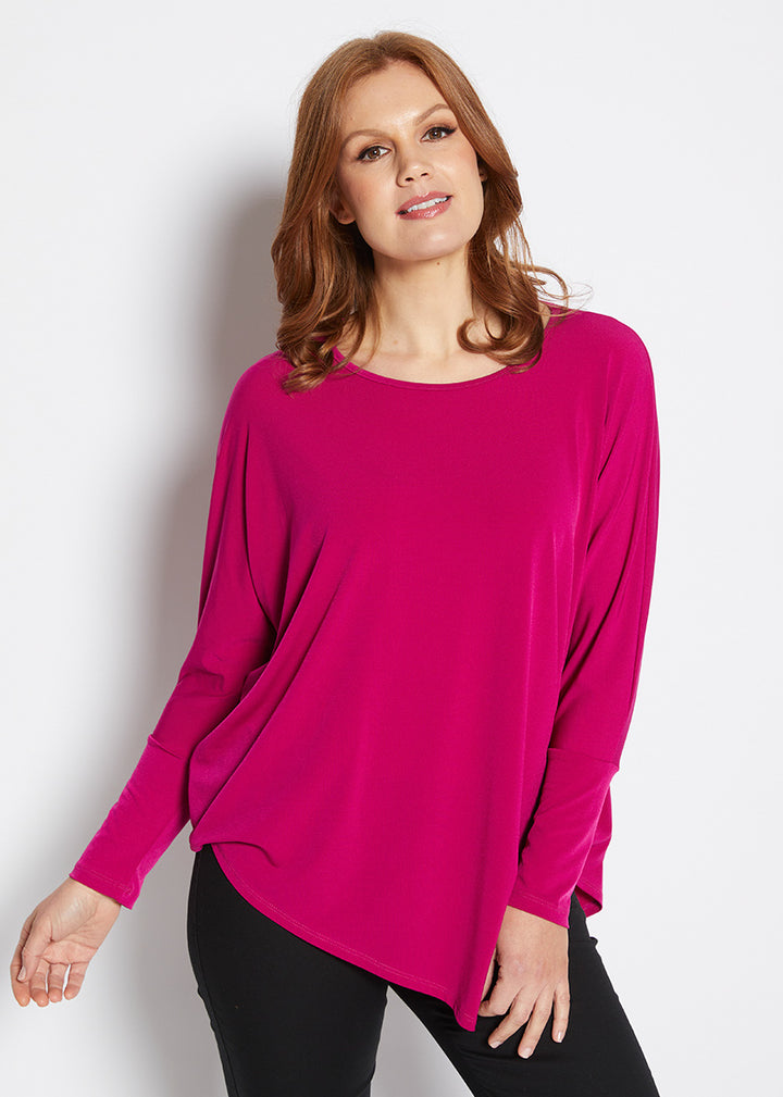 Slope Asymmetric Foundation Jersey Women's Tunic with a scoop neckline in Magenta.