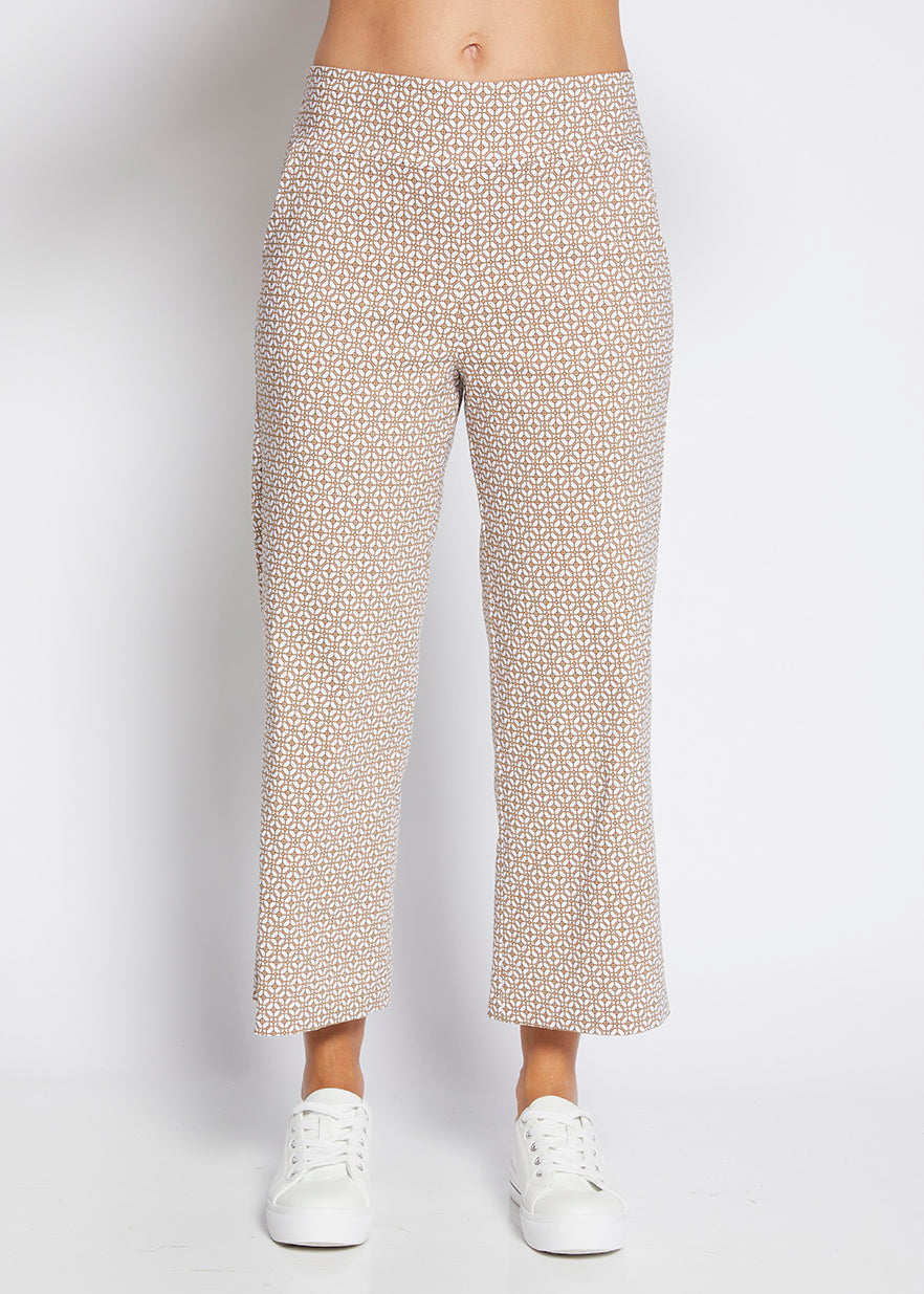 Philosophy Australia Ticket bengaline women's culottes in praline tile print, made in Australia