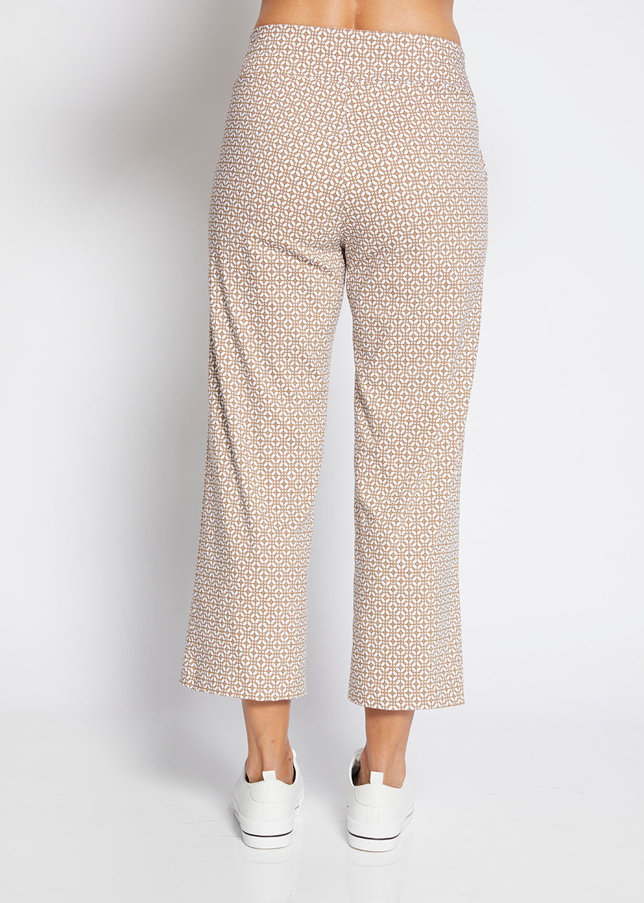 Philosophy Australia Ticket bengaline women's culottes in praline tile print, made in Australia