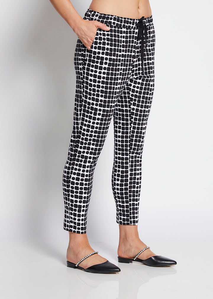 Weekend printed bengaline drawstring pants - Stark black, made in Australia