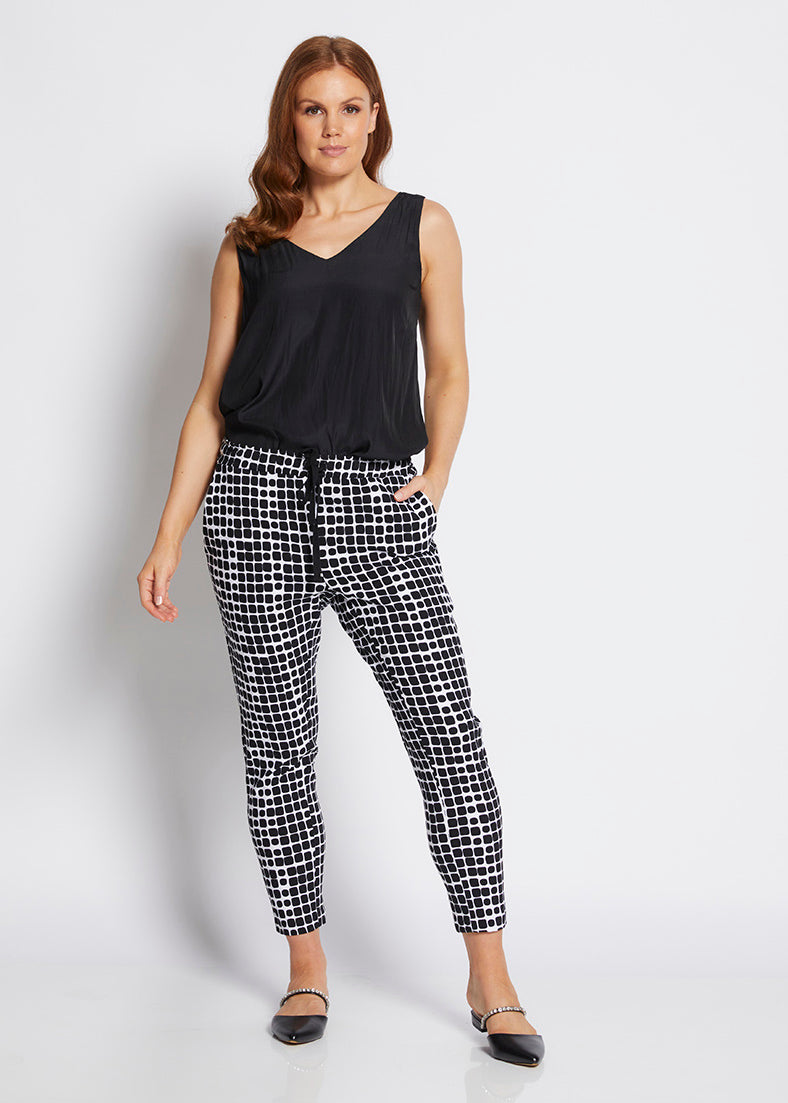 Weekend printed bengaline drawstring pants - Stark black, made in Australia