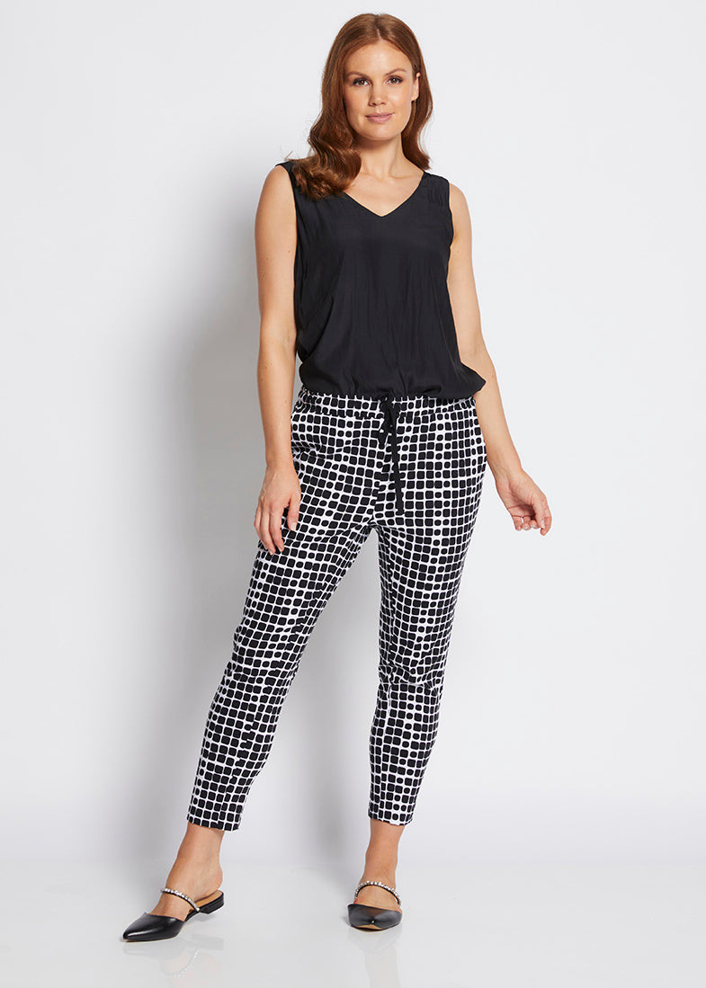 Weekend printed bengaline drawstring pants - Stark black, made in Australia