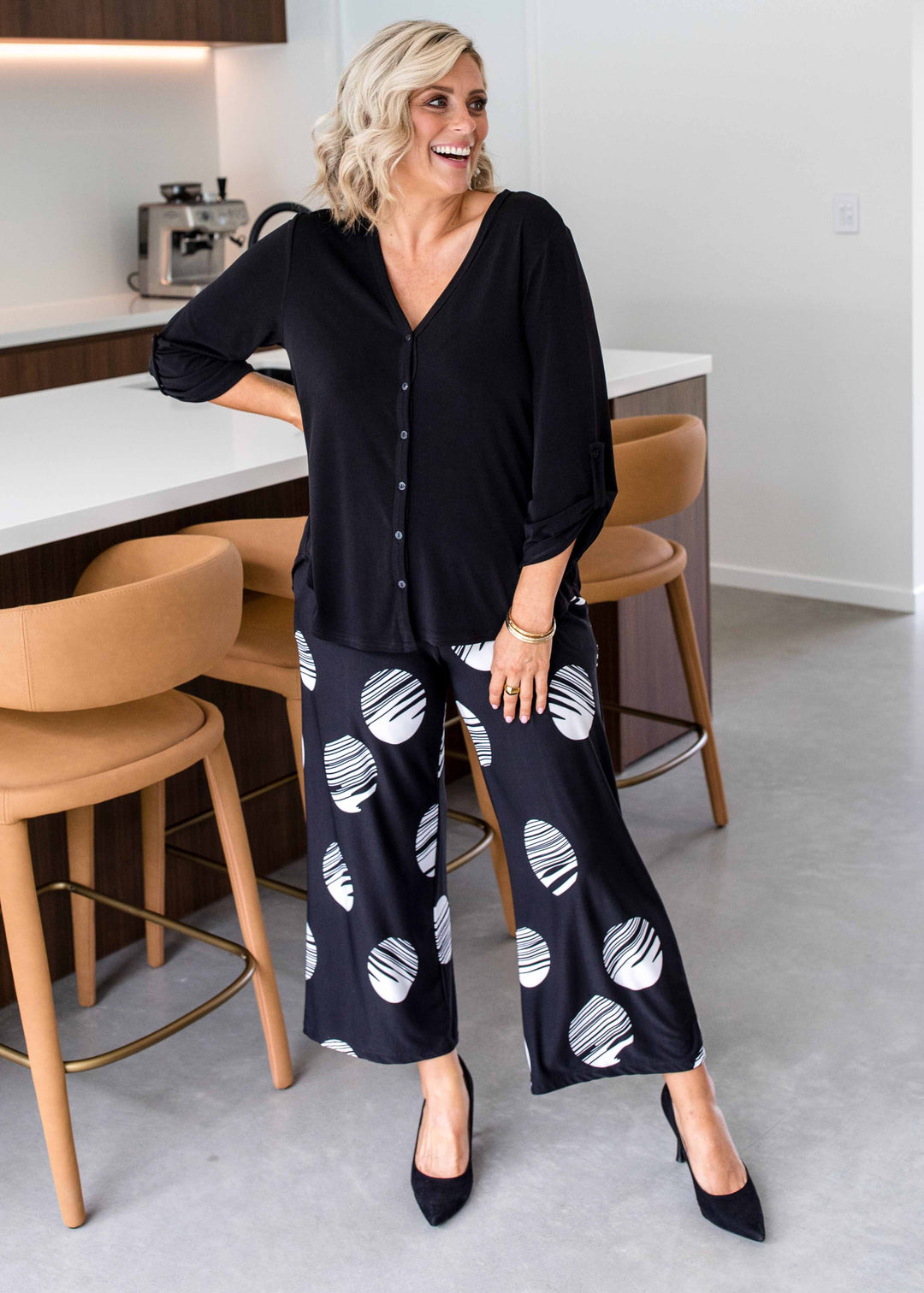 Philosophy Australia Yogi Wide Leg Culottes in Cinema Print, made in Australia