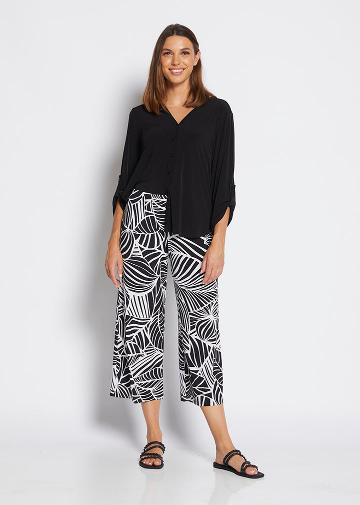 Philosophy Australia Yogi jersey wide leg culotte in Palm print, made in Australia