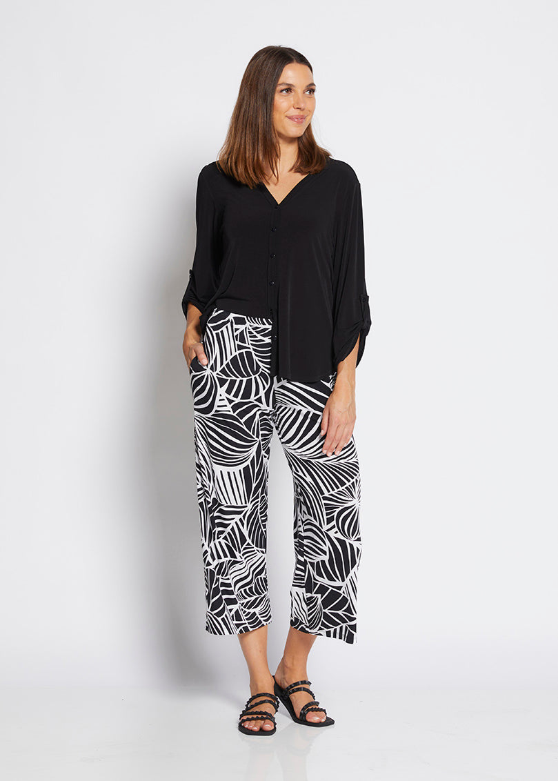 Philosophy Australia Yogi jersey wide leg culotte in Palm print, made in Australia