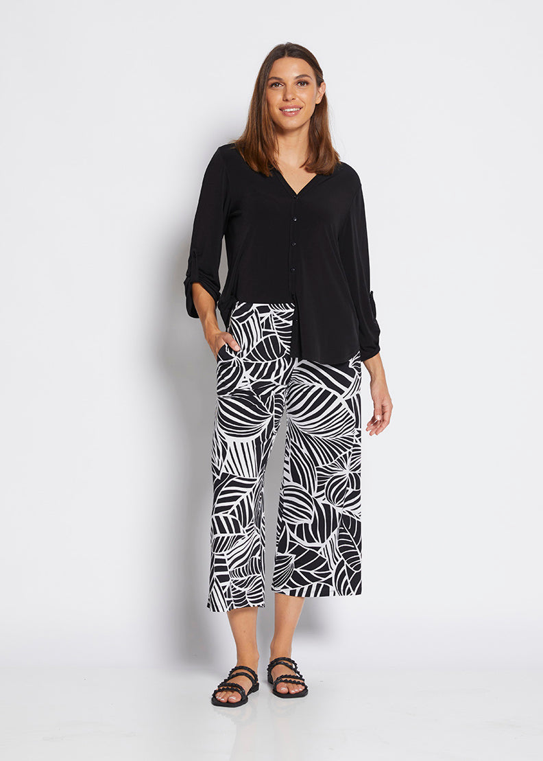 Philosophy Australia Yogi jersey wide leg culotte in Palm print, made in Australia