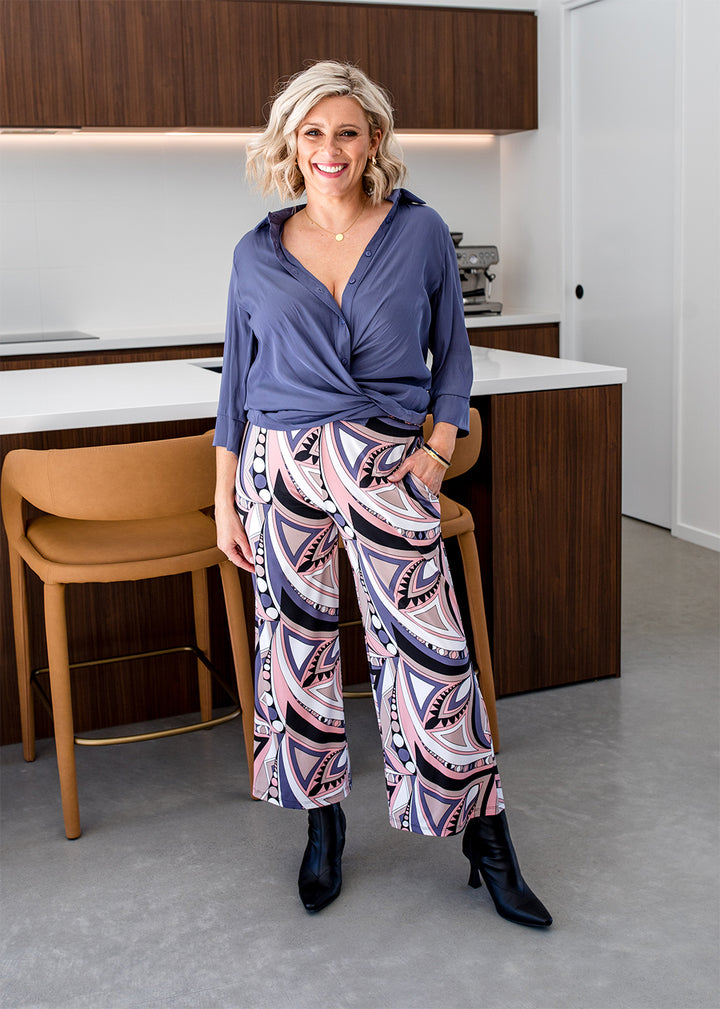 Philosophy Australia Yogi wide leg culottes in Porter print, made in Australia