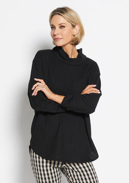 Pacino waffle knit tunic in Black