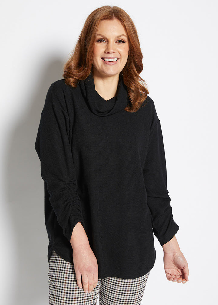 Pacino waffle knit tunic in Black