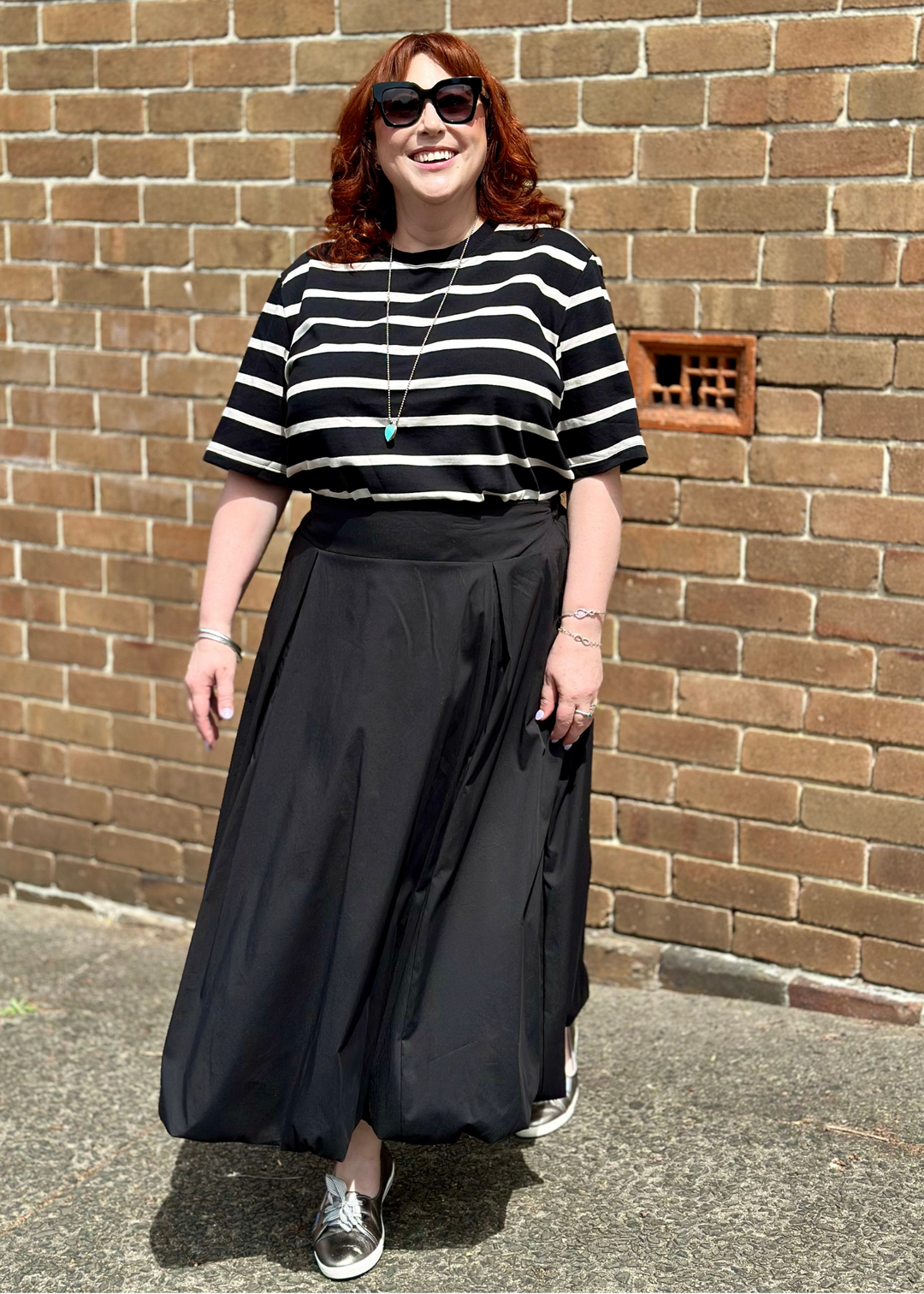 Philosophy Australia ethical women's fashion Sprinkling Kindness Kayte bubble skirt in black, made in Australia