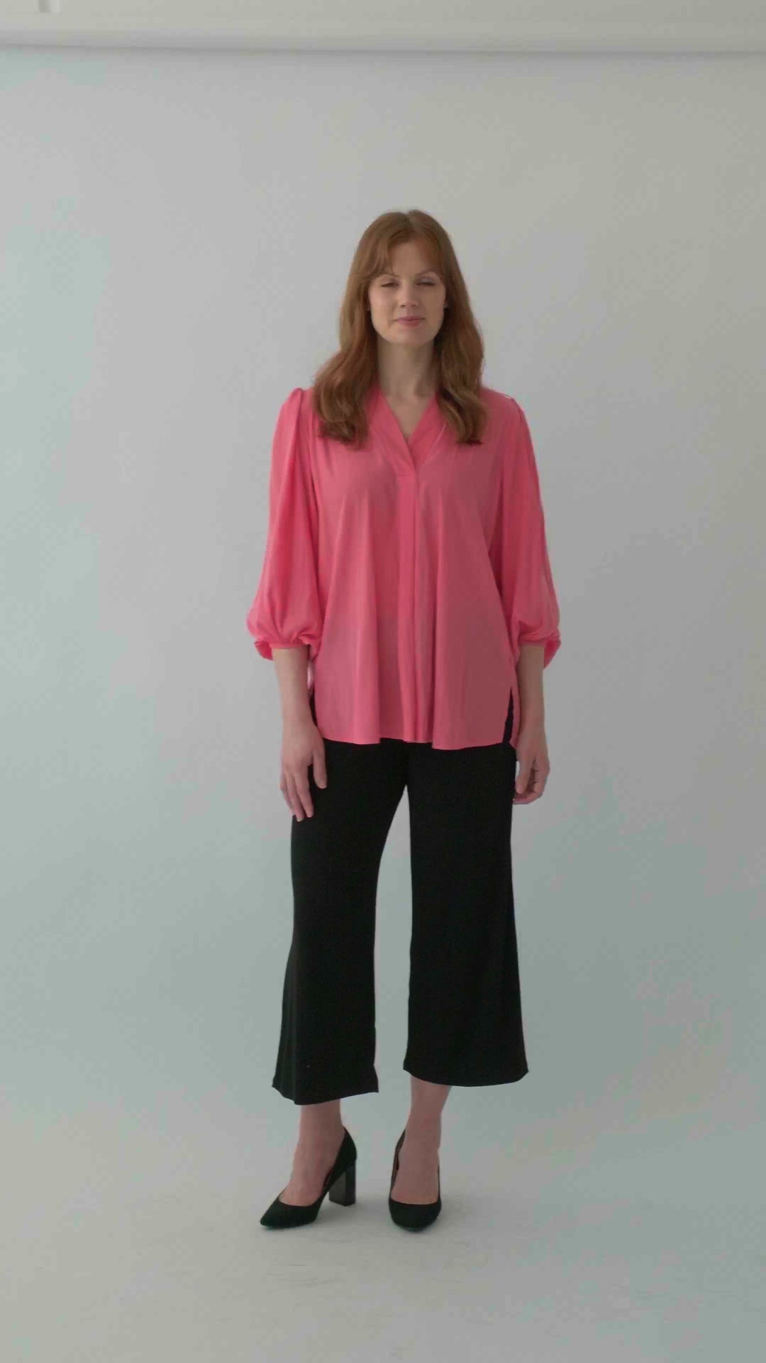 Maple Lustre billow blouse in Coral