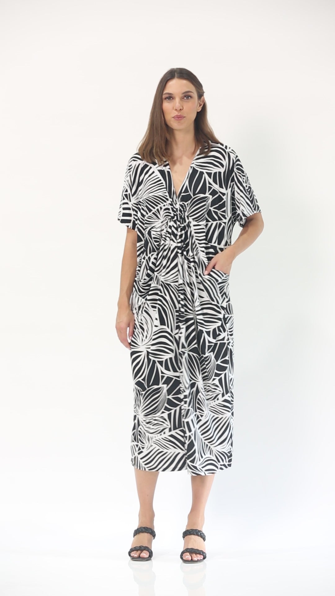 Philosophy Australia Jagger jersey gathered dress in Palm print, made in Australia