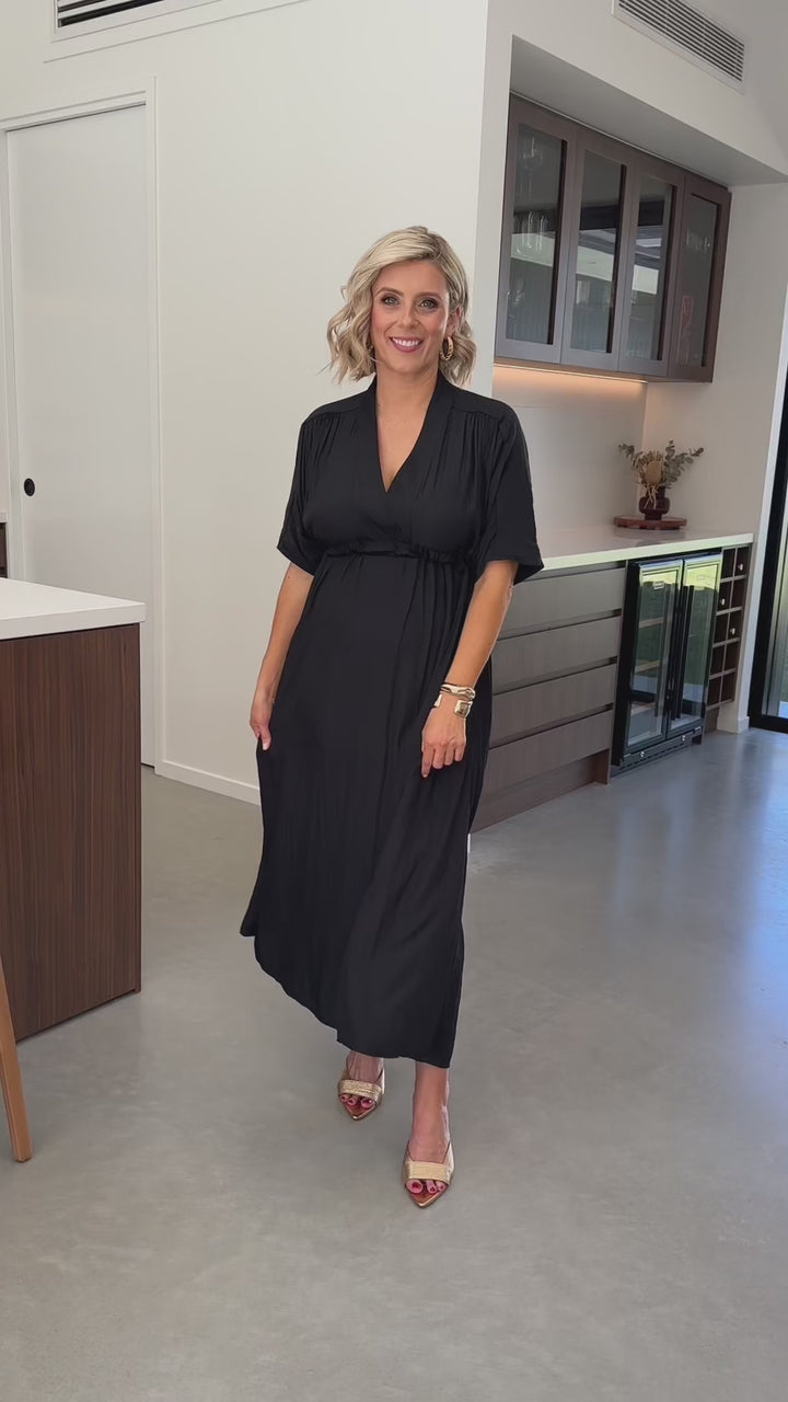 Misty Lustre kaftan dress in Black