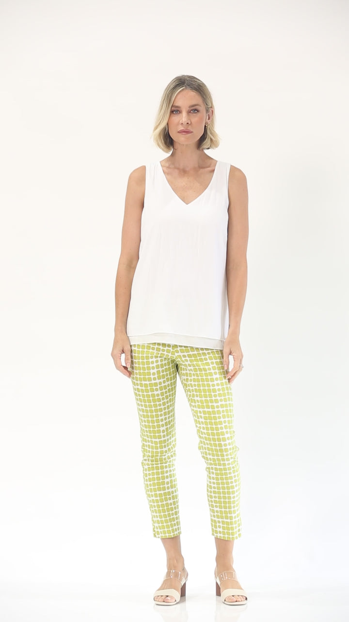 Easy printed bengaline 7/8 pants in Stark Citrus