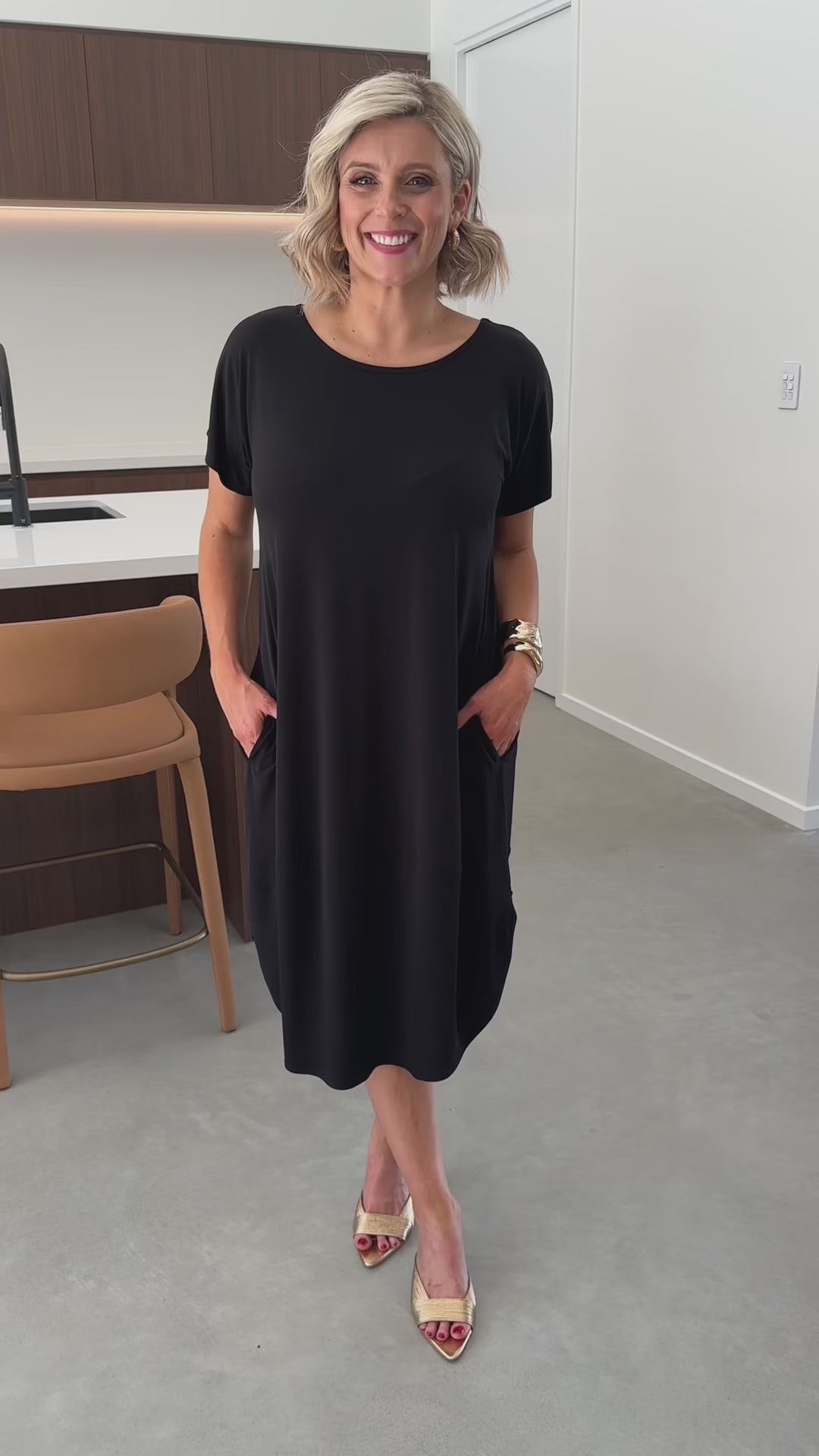 Energy jersey tee dress in Black