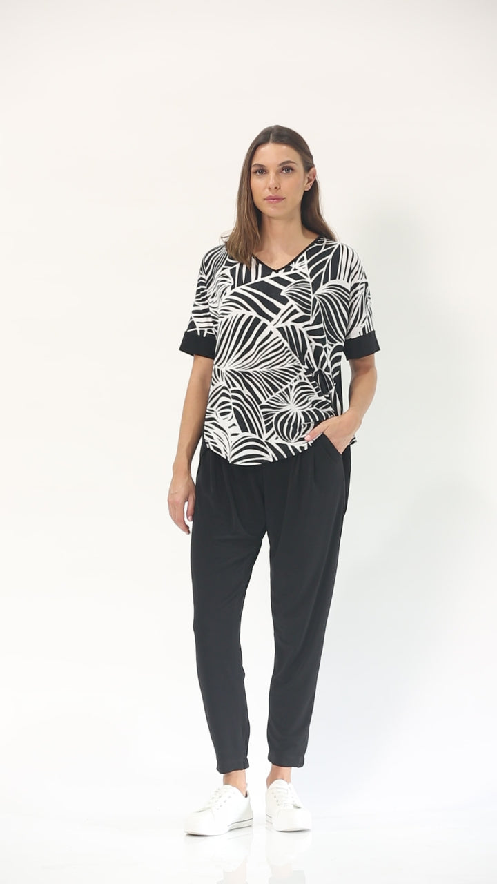 Philosophy Australia Harriet jersey tee top in Palm print, made in Australia