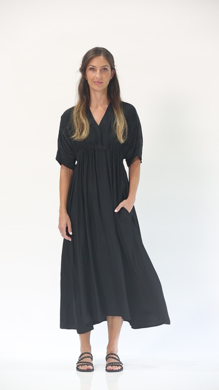 Misty Lustre kaftan dress in Black