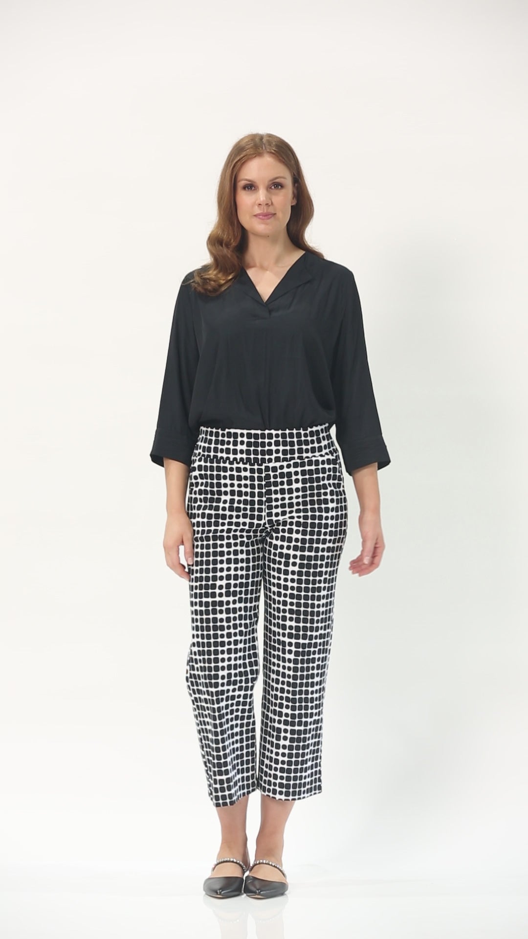 Ticket printed bengaline culottes in Stark Black print