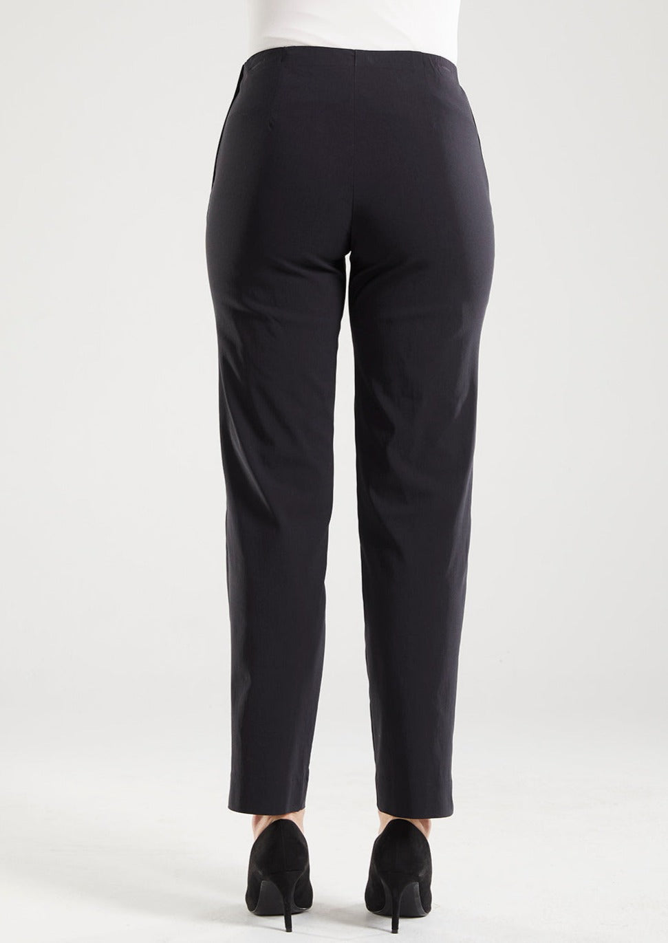 Gem Miracle Bengaline women's full-length straight-cut pants in black.