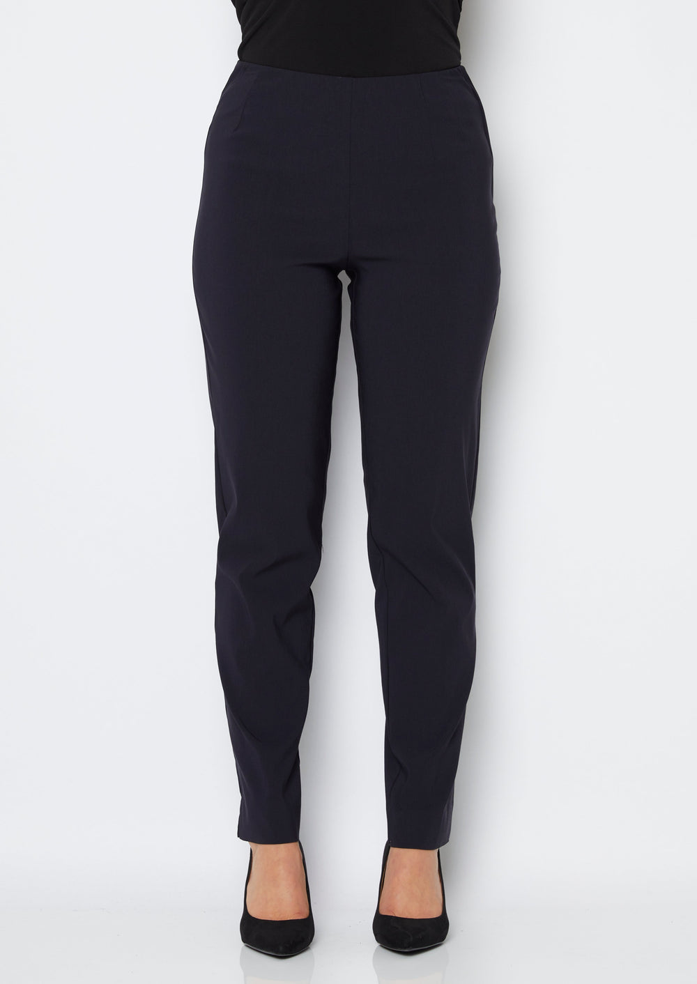 Gem Miracle Bengaline women's full-length straight-cut pants in ink navy.