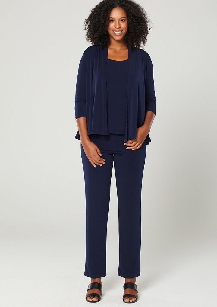 Linear Jersey Women's full-length straight-leg pant in Navy.