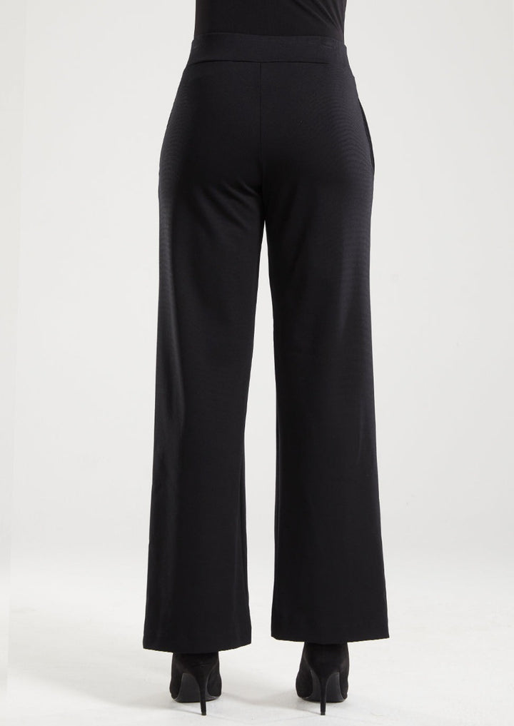 With a thick elastic waistband, side seam pockets, these full length, wide leg pants are finished with a pin tuck stitch detail. Made in ponte in Sydney Australia. Made by Philosophy Australia.