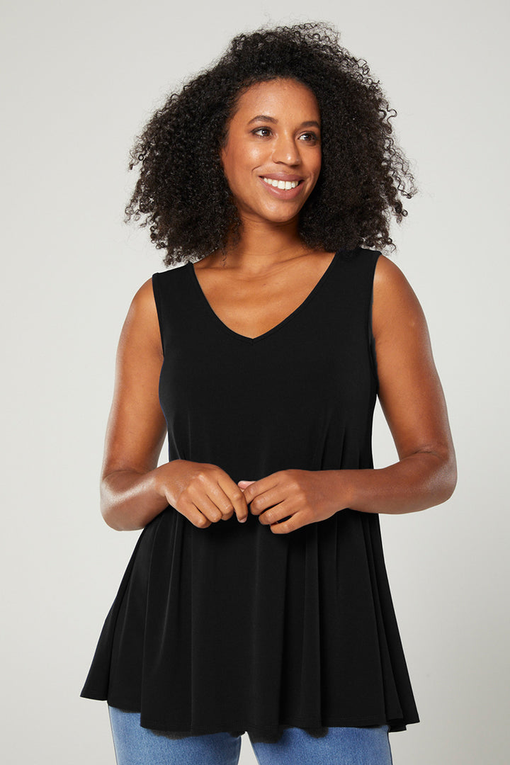 Sun Reversible Foundation Women's tank with scoop or V-neck in black.